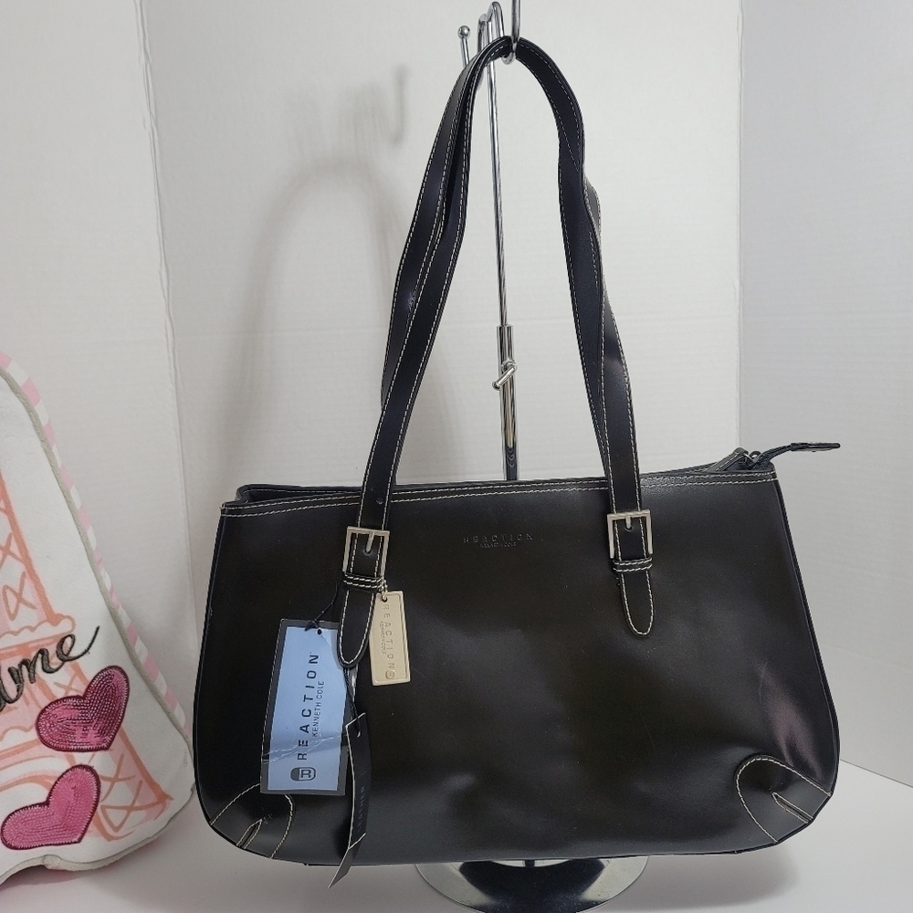 Kenneth Cole Reaction Black Leather Tote